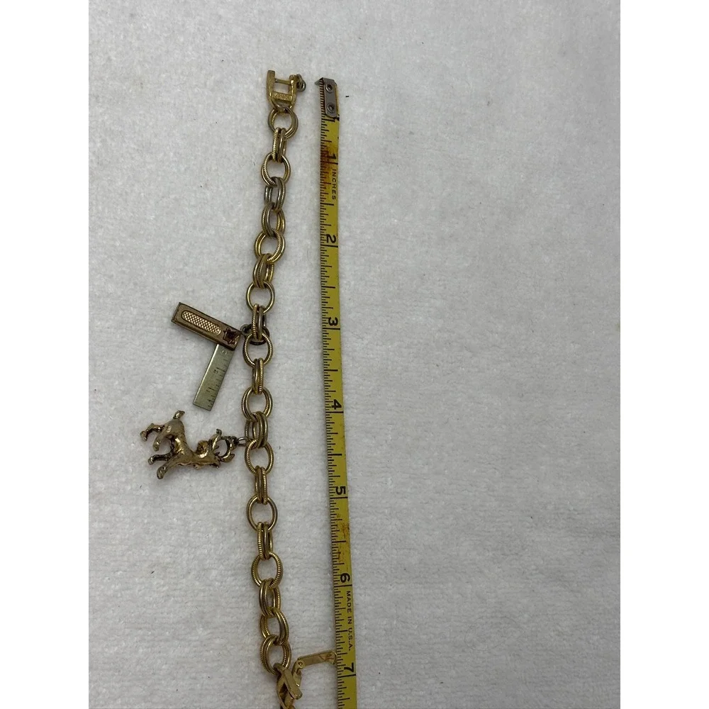 Vintage Cellini Link Bracelet Gold Plated Freemason‎ Deer 7